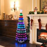 5 ft Pre-lit Artificial Christmas Tree with lighted star finial & 205 pcs RGB fairy LED lights to create splendid for holiday decoration,christmas decoration